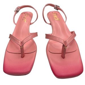 Fowt Pink Strappy Thong Kitten Heel Sandals 7.5